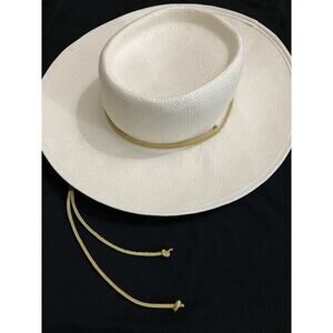 Woven Panama Hat SPF Sun Protection White Beach Sombrero Solumbra Made In USA